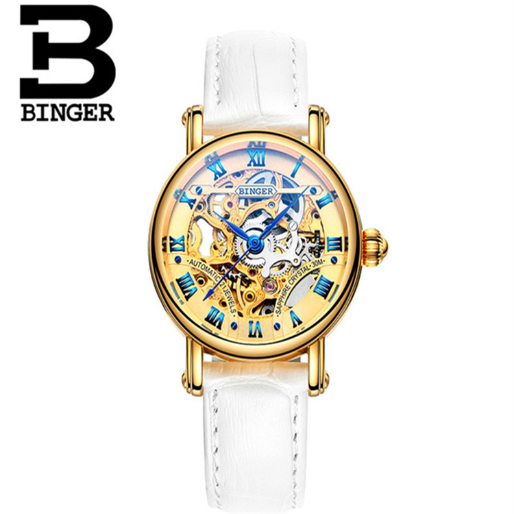 Binger 5066 Fashion Golden Stainless Steel Couple Mechanical Watch