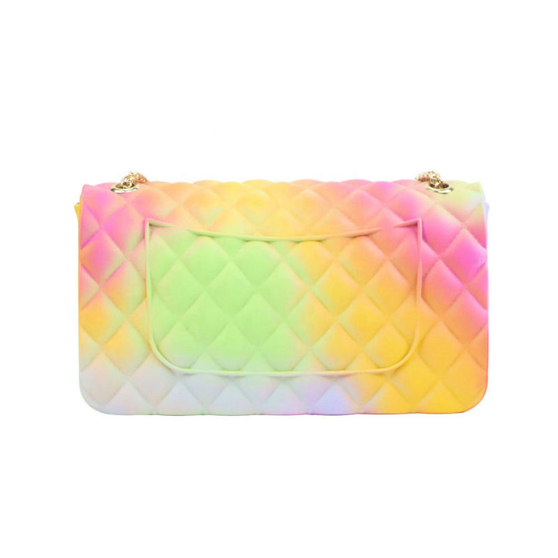 PVC Jelly Matte Multicolor Purse Handbag Colorful Jelly Chain Bag