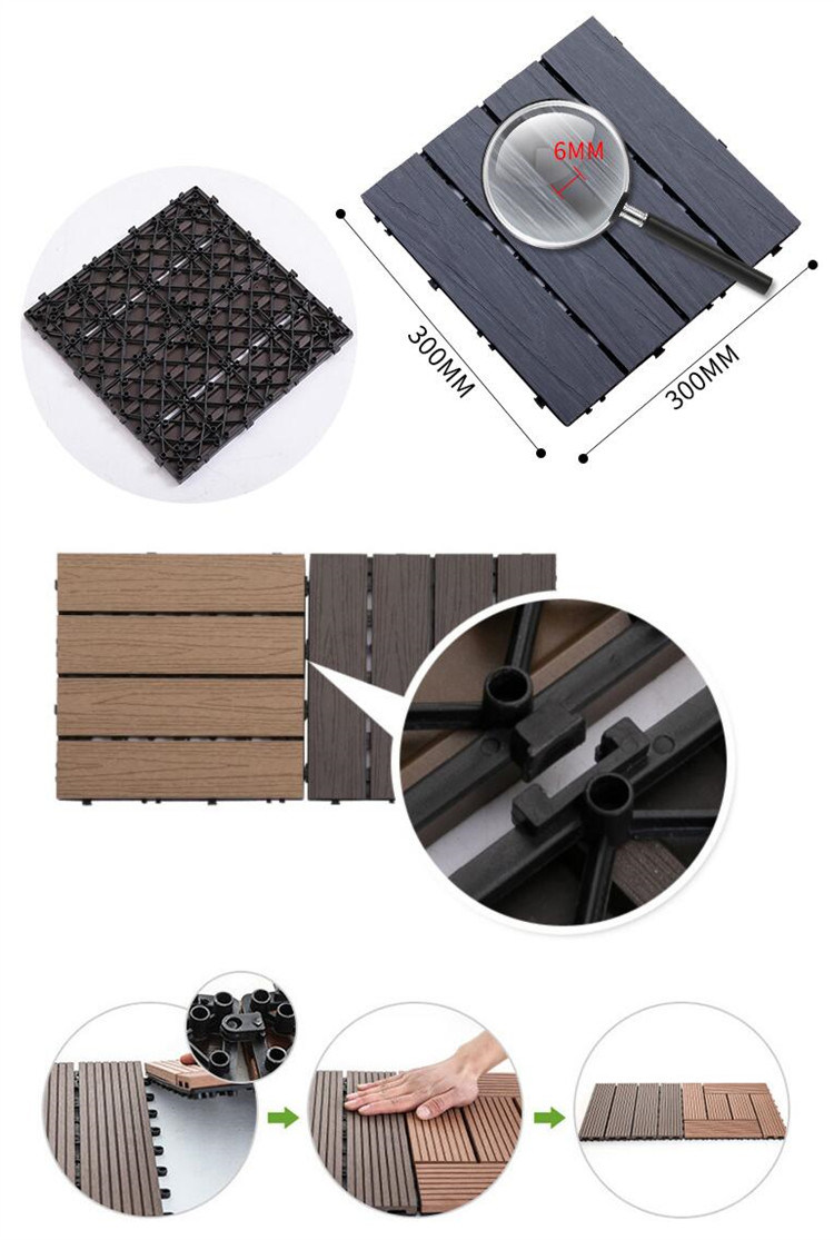300X300X20mm Waterproof WPC DIY Decking Tile Indoor and Outdoor Flooring