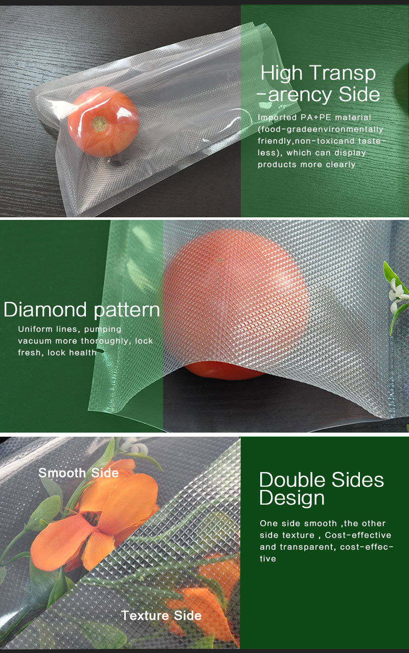 Plastic Bag Embossed Vacuum Bag / Pouch for Food Packaging