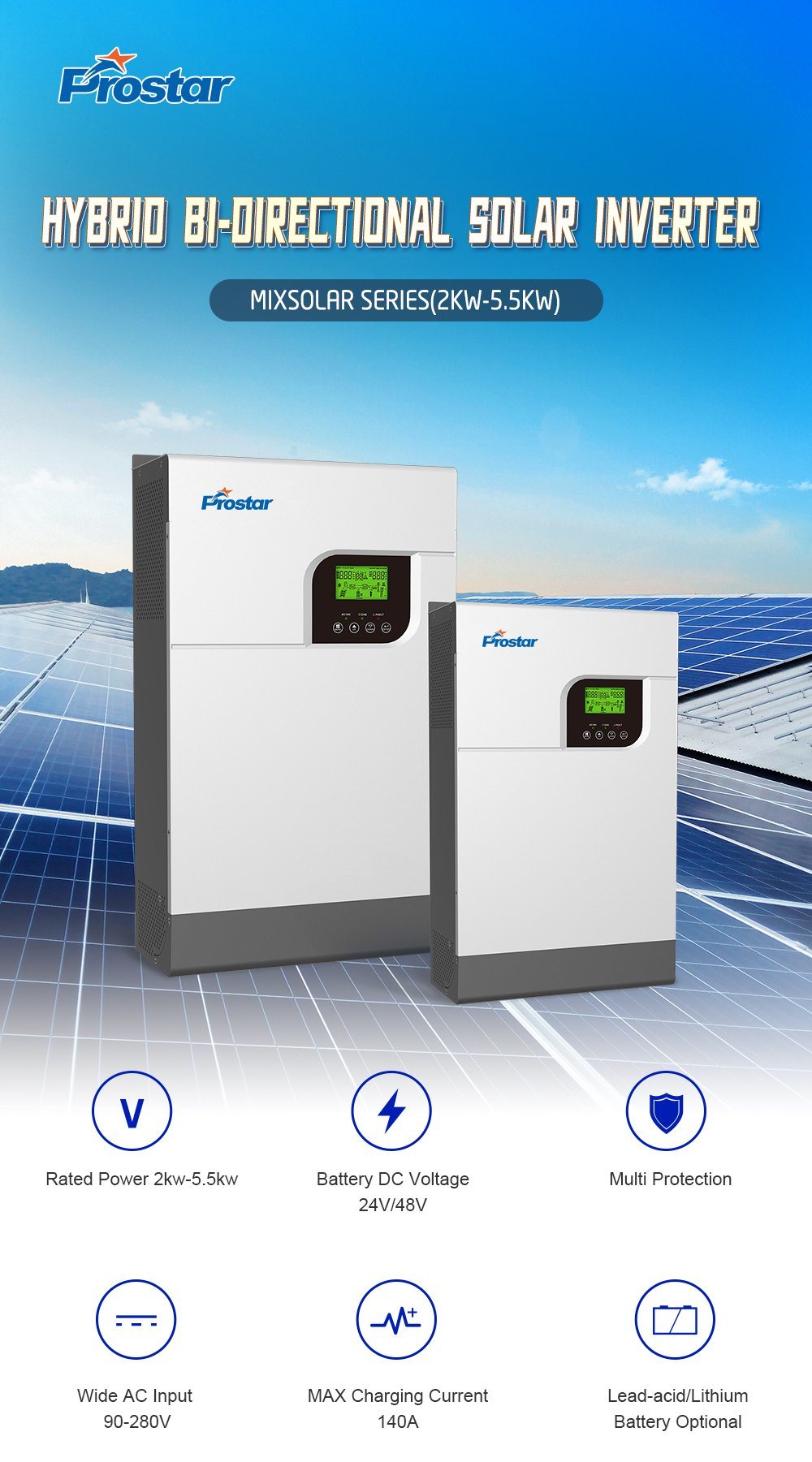 5500W/5.5kw 48VDC Solar Grid Tie Bi-Directional Inverter MPPT Photovoltaic Grid Tie Inverter