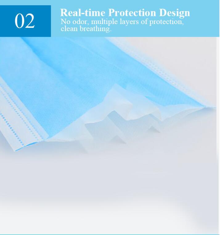 Face Mask Disposable 3-Ply Face Mask with Nonwoven Fabric Protective