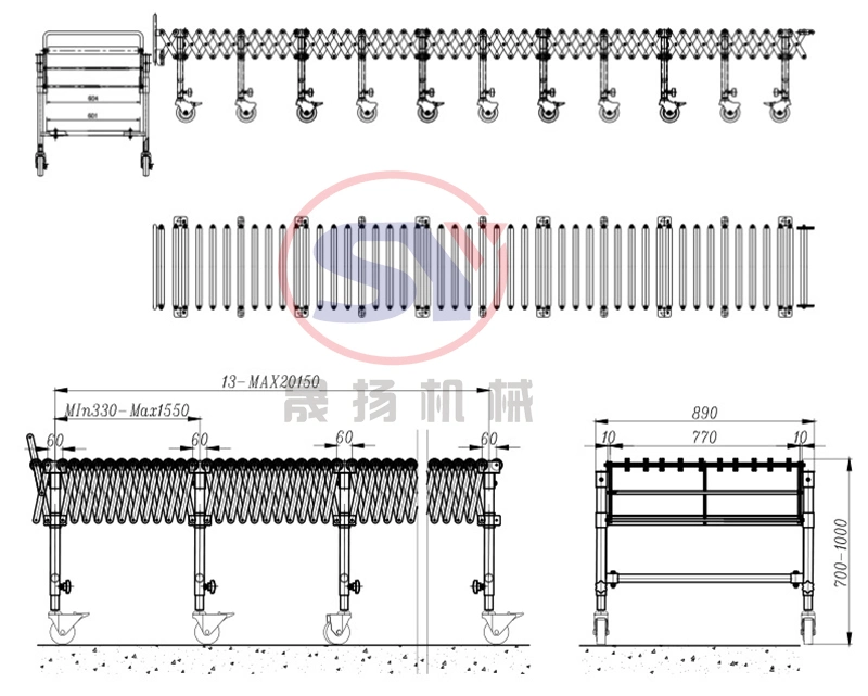 Movable Flexible Roller Conveyor Line for Hardware Spare Parts Workshop