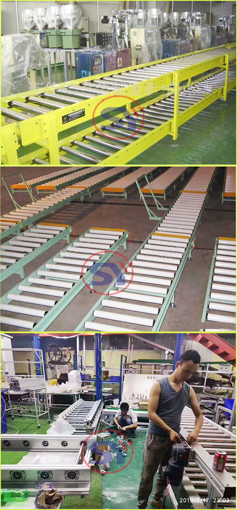 Automatic 90 Degree Curved Roller Conveyor for Plastic Basket Barrel