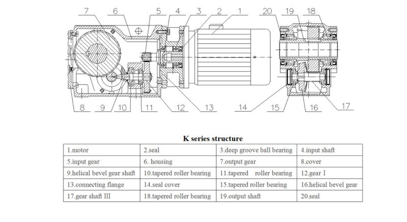 K Series Helical spiral Bevel Gearbox for Conveyor