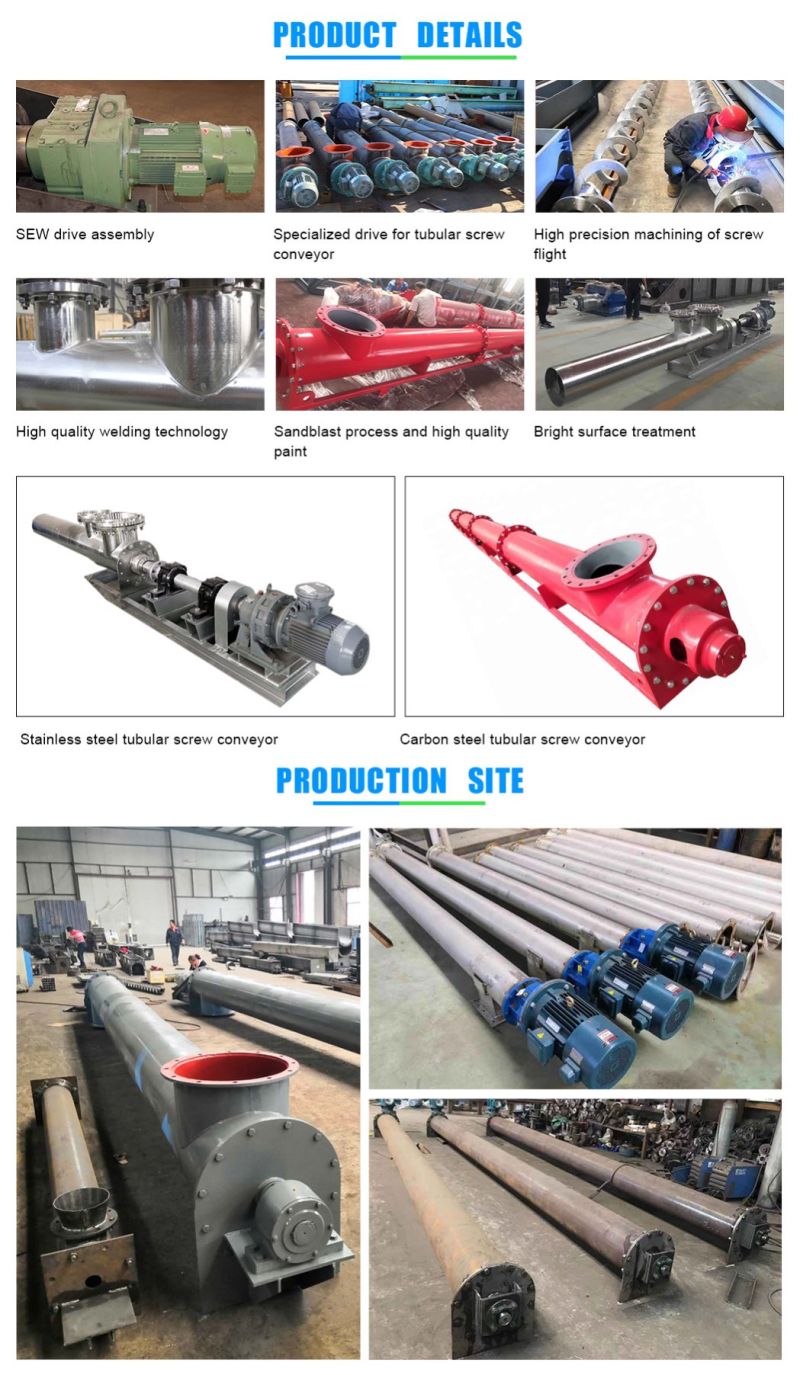 Stainless Steel Tube Pipe Type Auger Screw Conveyor for Powder