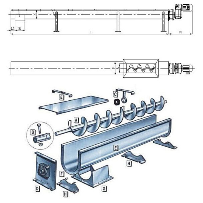 Industrial Large Capacity Stainless Steel Screw Auger Feeder Conveyor