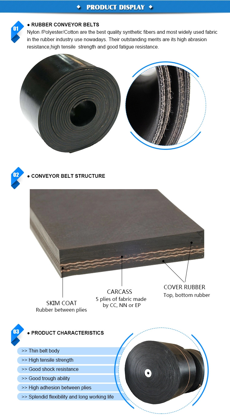 Industrial Rubber Belt Conveyor Belt for Conveyor System Lx