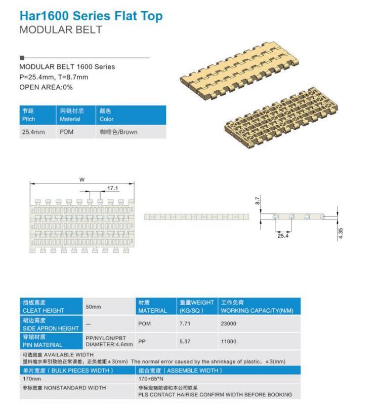 Food Industrial Flat Modular Conveyor Belt