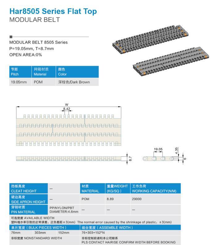 Plastic Flat Top Conveyor Modular Belt Supplier for Beverage Industry