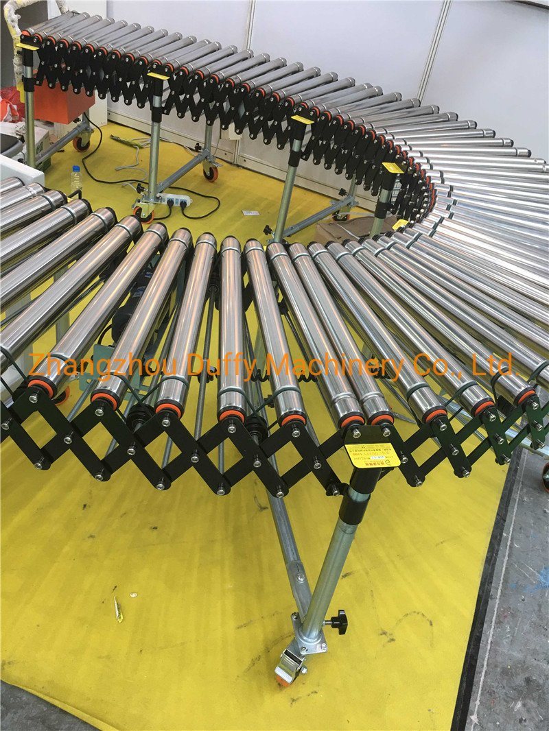 Telescopic Small Incline Conveyor with Skate Wheel Track