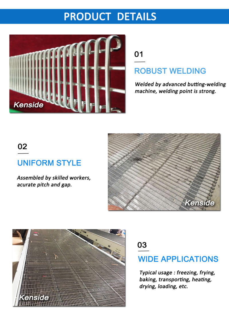 Durable Stainless Steel Eye Link Mesh Conveyor Belt
