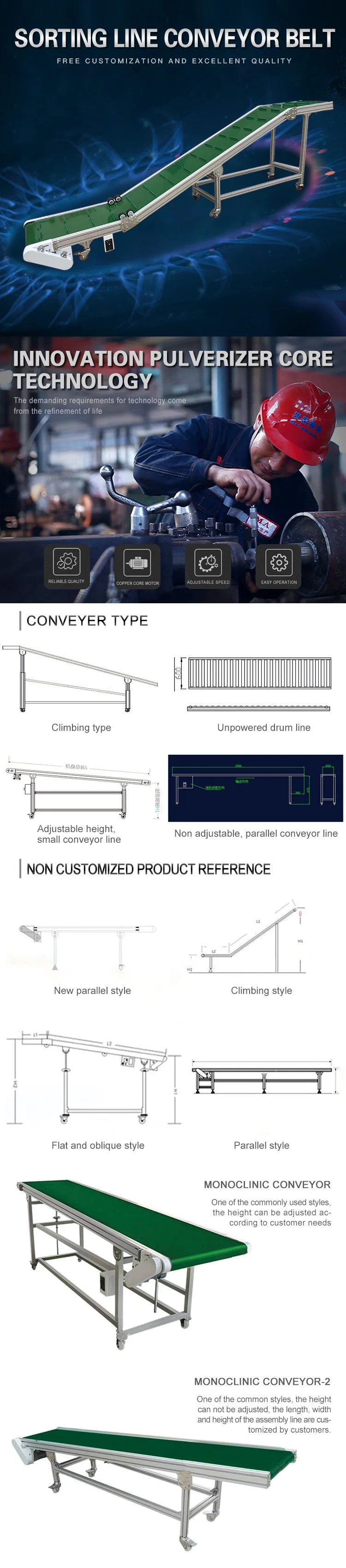 Large Conveyor Belt B500 Flat Power PU Belt Conveyor
