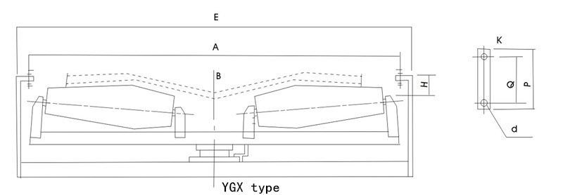 Heavy Duty Belt Conveyor Bipyramidal Bidirectional Carrying Idler Mining Belt Conveyor Roller