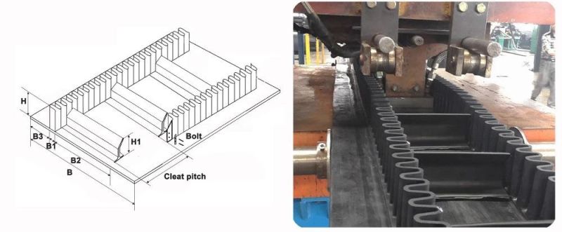 Corrugated Incline Cleat Sidewall Conveyor Belt