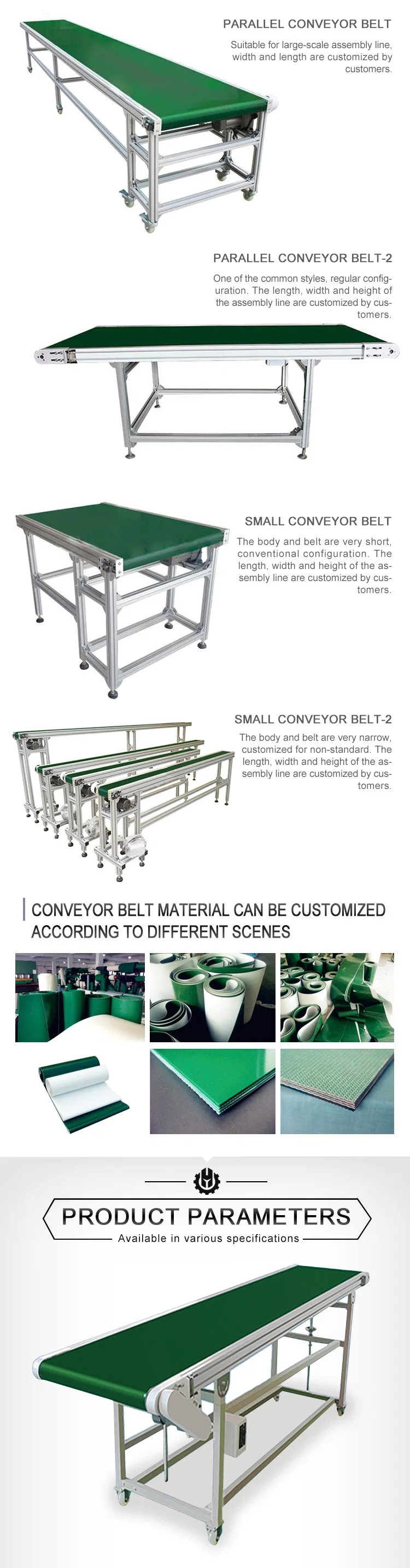 Width 600mm Electric Started Conveyor Belt Machine