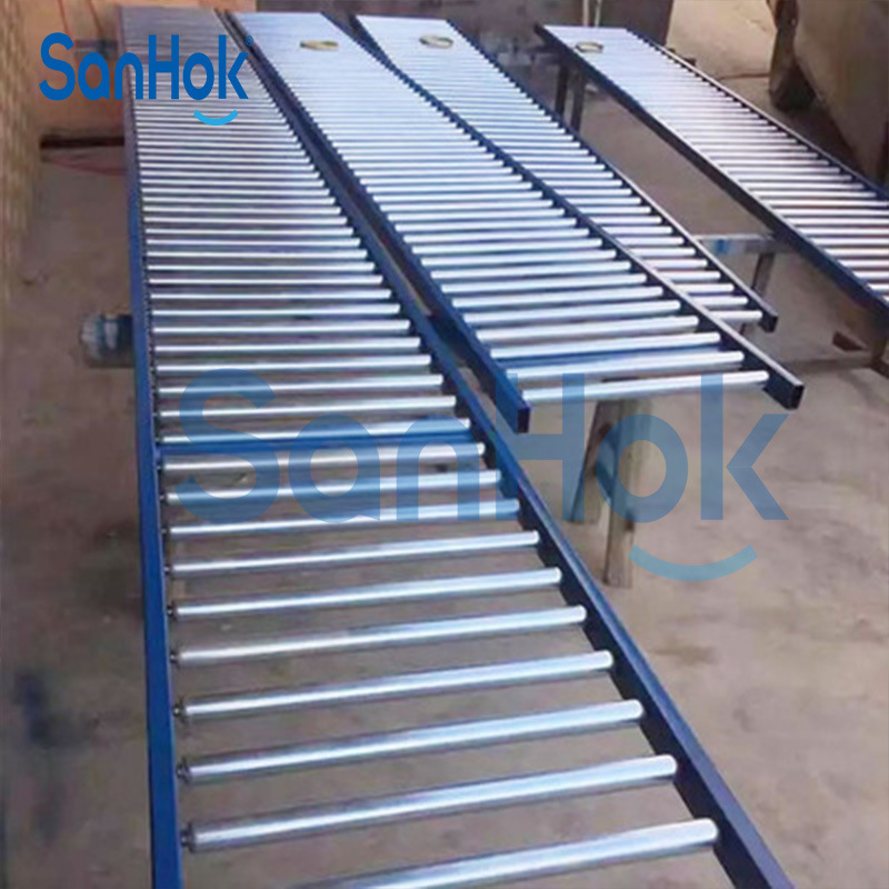 Folded Rubber Coated Stainless Steel Flexible Roller Conveyor for Logistic Conveyor
