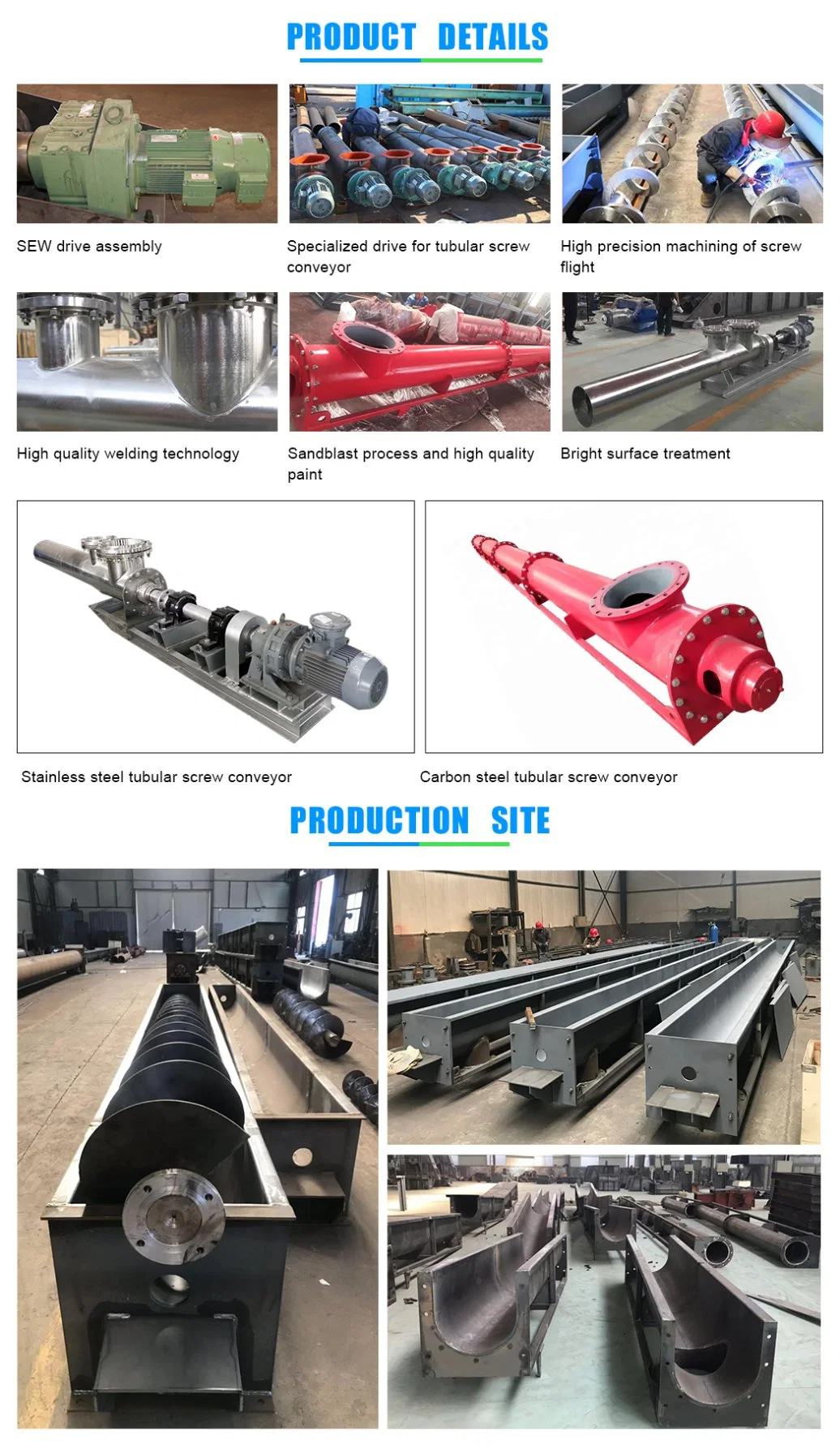 Material Handling Equipment Industrial Tube Screw Conveyor