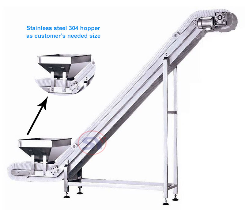 Inclining Corrugated Sidewall Rubber Belt Conveyor for Puffed Food