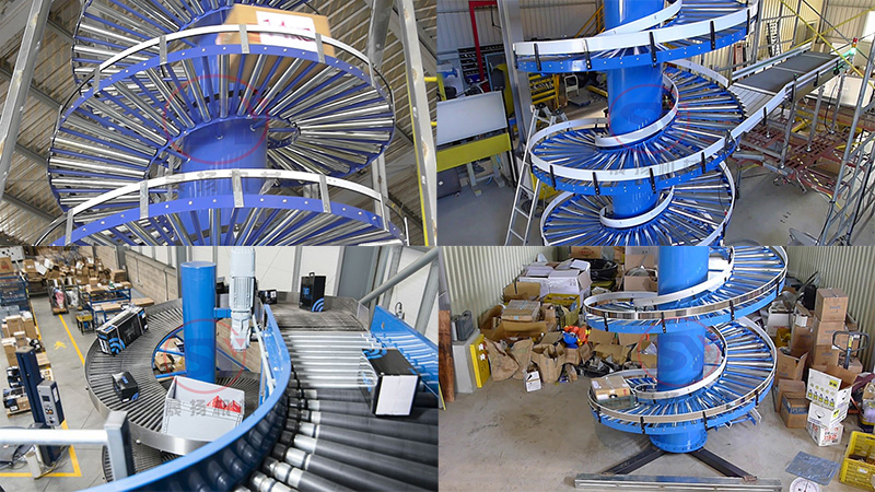 Spiral Conveyor Heavy Duty Roller Conveyor Upstairs Downstairs Transmission