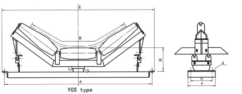 Heavy Duty Belt Conveyor Bipyramidal Bidirectional Carrying Idler Mining Belt Conveyor Roller
