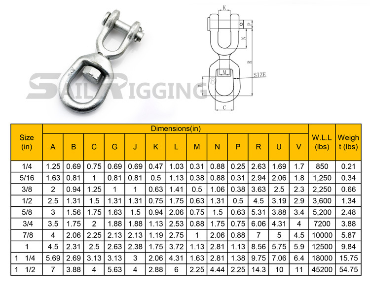 Rigging Jaw End H. D. G G403 Chain Swivel Ring