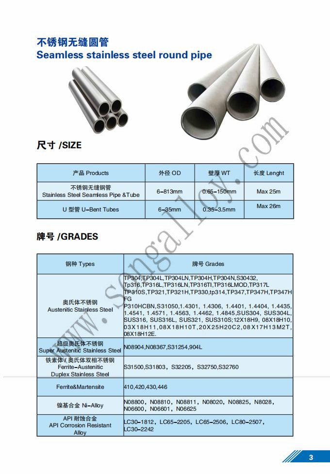 Seamless Stainless Steel Round Pipe in Stock