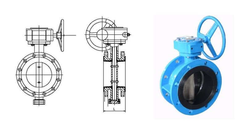 Large Diameter Manual Flanged Butterfly Industrial Valve