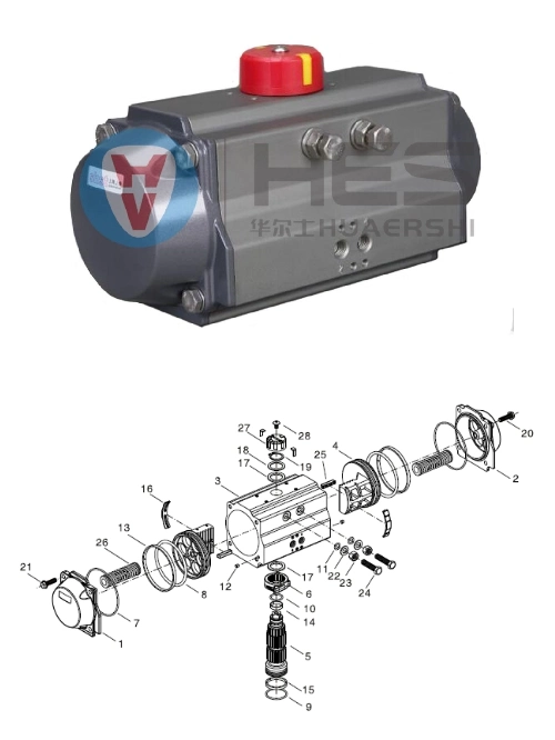 Et Rack and Pinion Pneumatic Actuator Double Acting and Spring Return