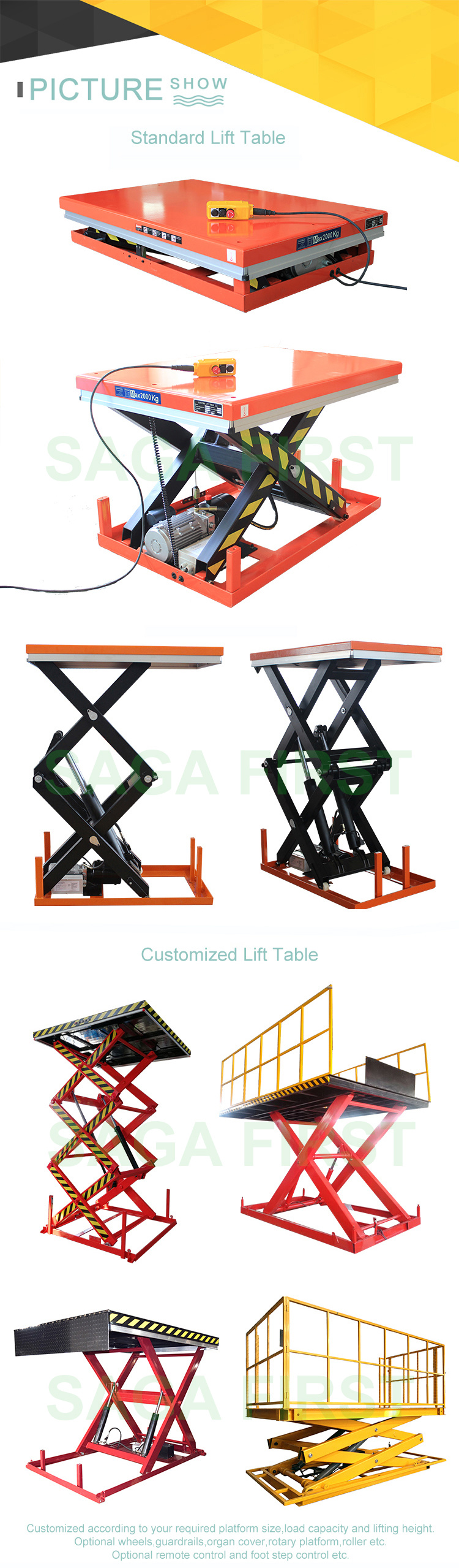 5000kg Stationary Custom Heavy Duty Platform Electric Lift Table