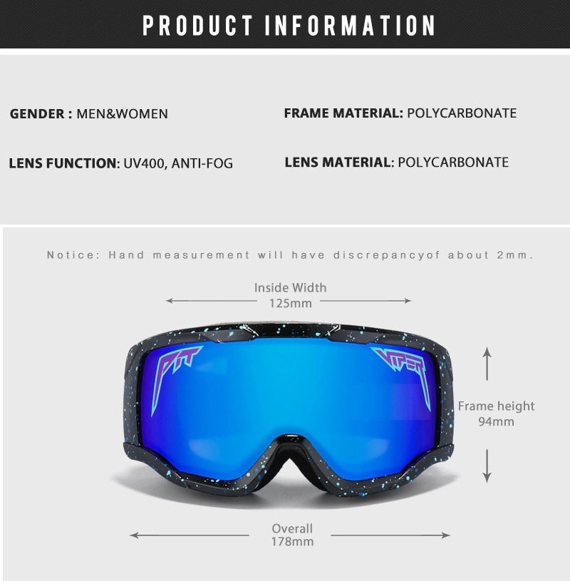 Super Hot Fashion Sports Polarized Lens Goggles Pit Viper Double Antifog, Skiing Using