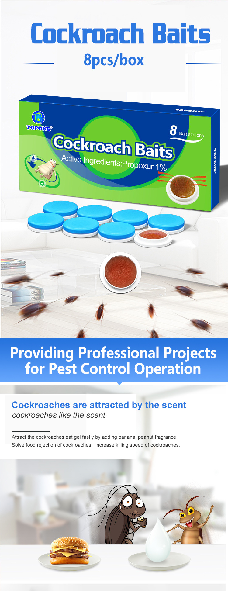 Indoor Effective Cockroach Gel Bait Cockroach Poison Killing Gel Killer Bait with Sticker
