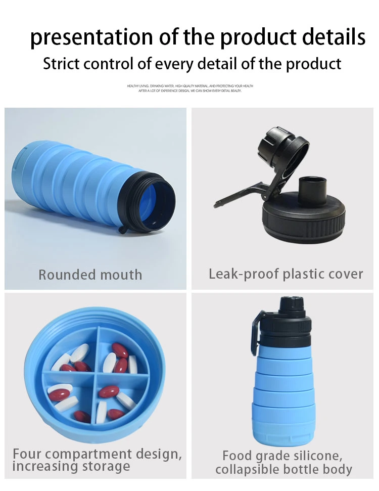 Portable 750ml Medicine Bottle Medicine Storage Bottle 4 Box Medicine Box Water Bottle 2 in 1