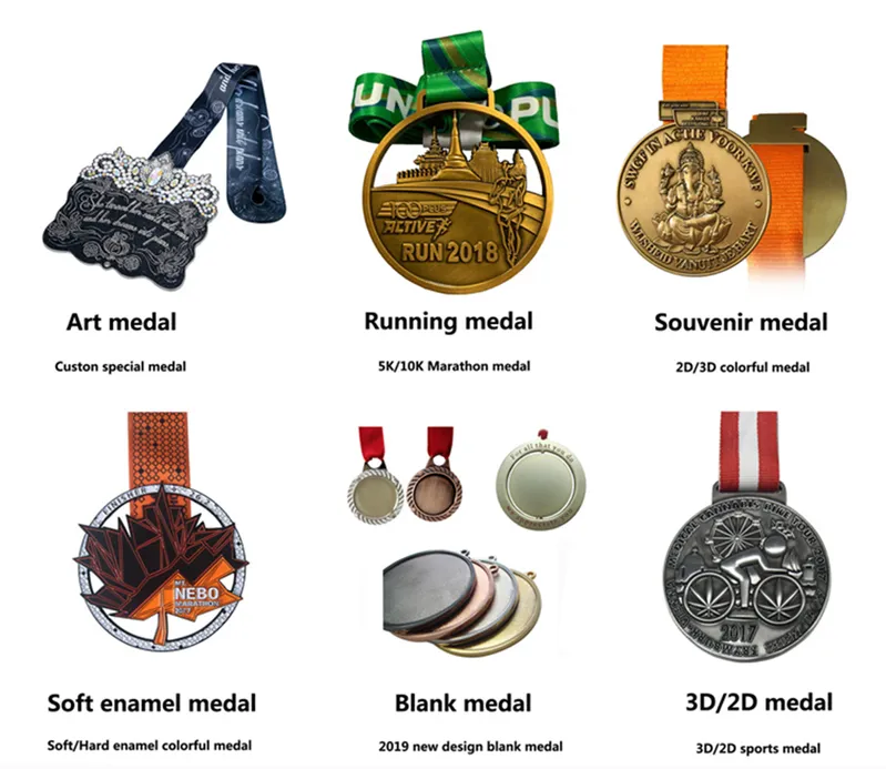 High Quality Custom Blank Metal Sport Medal with Ribbons