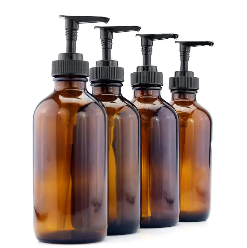 Amber 500ml Hand Sanitizer Glass Bottle with Pump