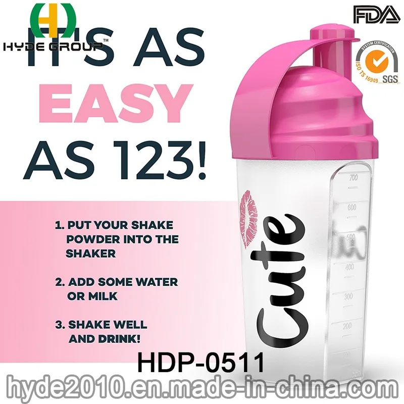 700ml BPA Free PP Plastic Powder Shaker Bottle with Mesh (HDP-0511)