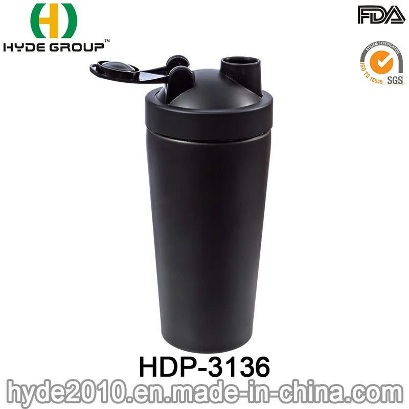 BPA Free Stainless Steel Fitness Gym Sport Protein Shaker Bottle with Mixer (HDP-3136)