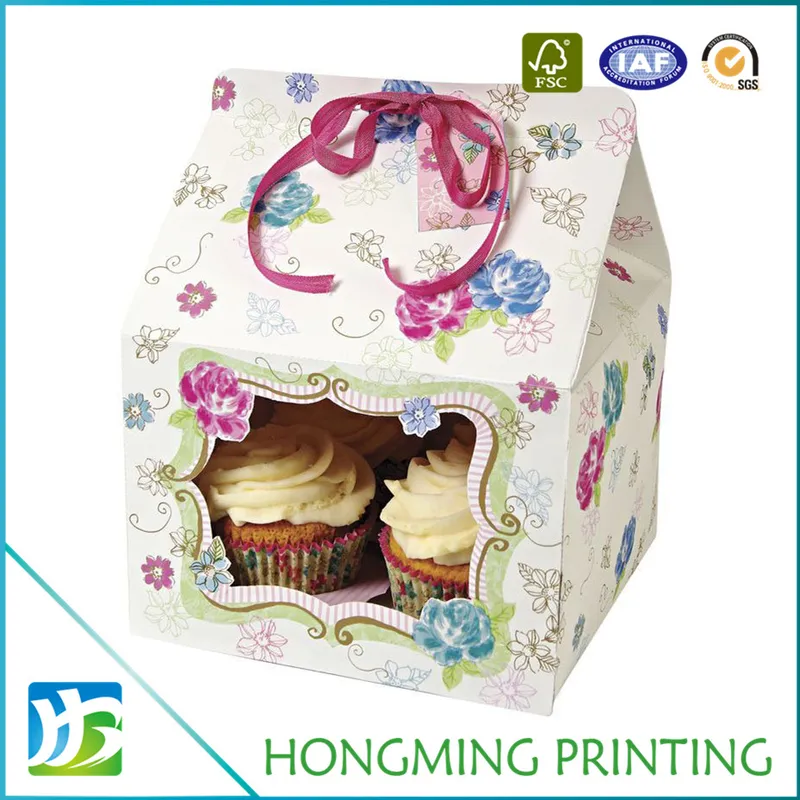 Single Logo Printed White Cake Box with Window