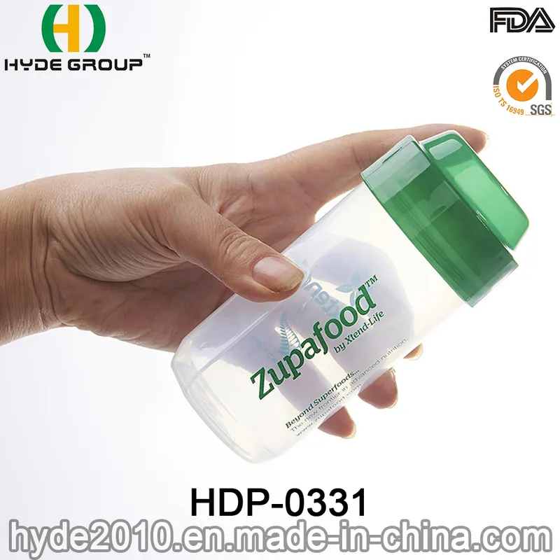 Portable 250ml BPA Free Plastic Mini Protein Shaker Bottle (HDP-0331)