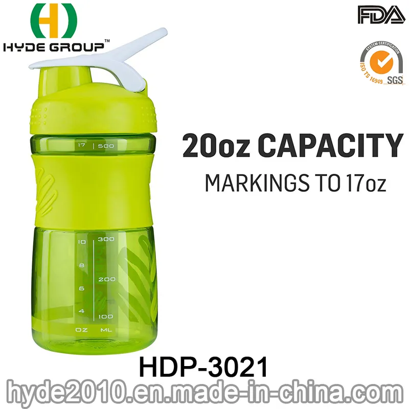 600ml Fitness BPA Free Tritan Plastic Water Bottle with Shaker Ball (HDP-0321)