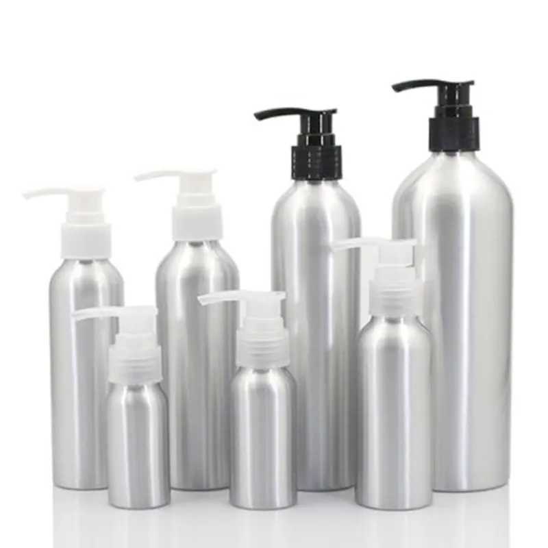 Low MOQ Aluminum Cosmetic Bottle with Lotion Pump 30ml/50ml/100ml/120ml/150ml/250ml/500ml