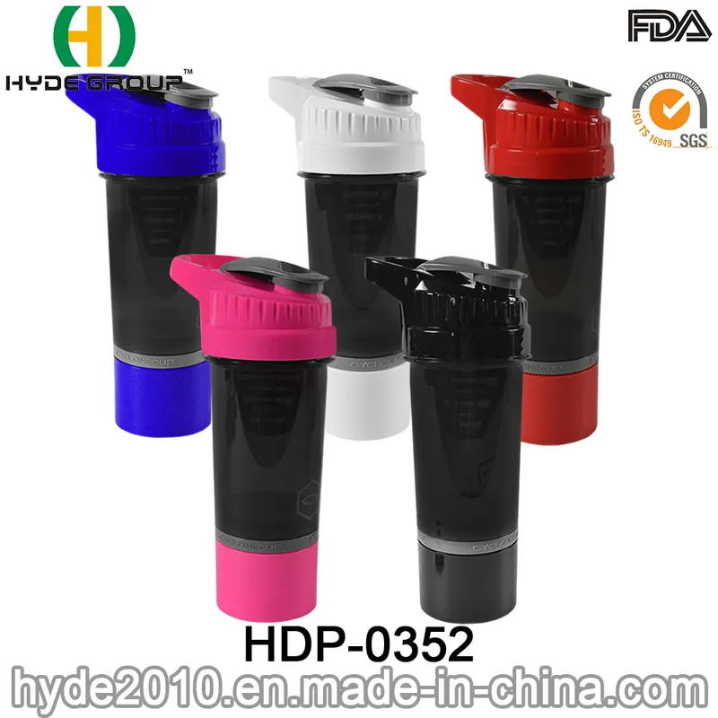 Popular 700ml BPA Free PP Shaker Bottle with Protein Container (HDP-0352)