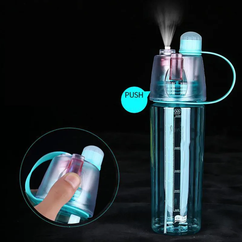 Plastic BPA Free Mist Spray Mutil-Color Drinking Sports Spray Water Bottle with Straw