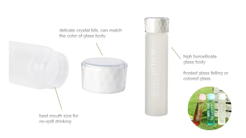 Ecofriendly Sustainable Drinking Frosted Voss Glass Water Bottle with PP Lid