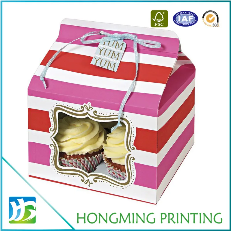 Single Logo Printed White Cake Box with Window