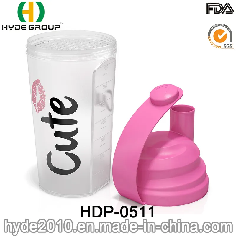 700ml BPA Free PP Plastic Powder Shaker Bottle with Mesh (HDP-0511)