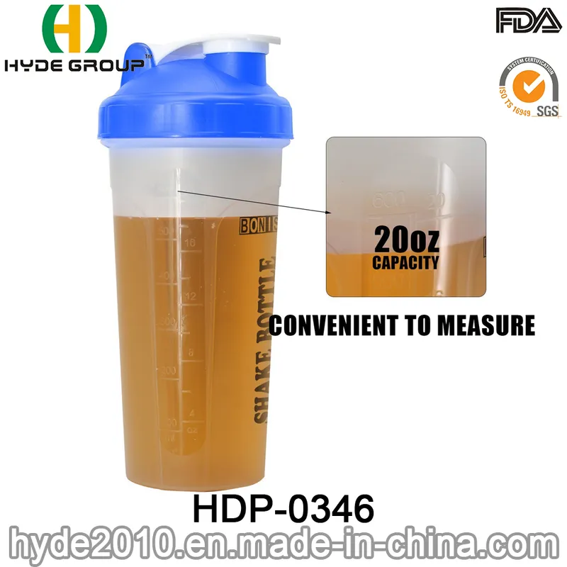 Promotion 600ml BPA Free PP Plastic Shaker Bottle for Powder (HDP-0346)