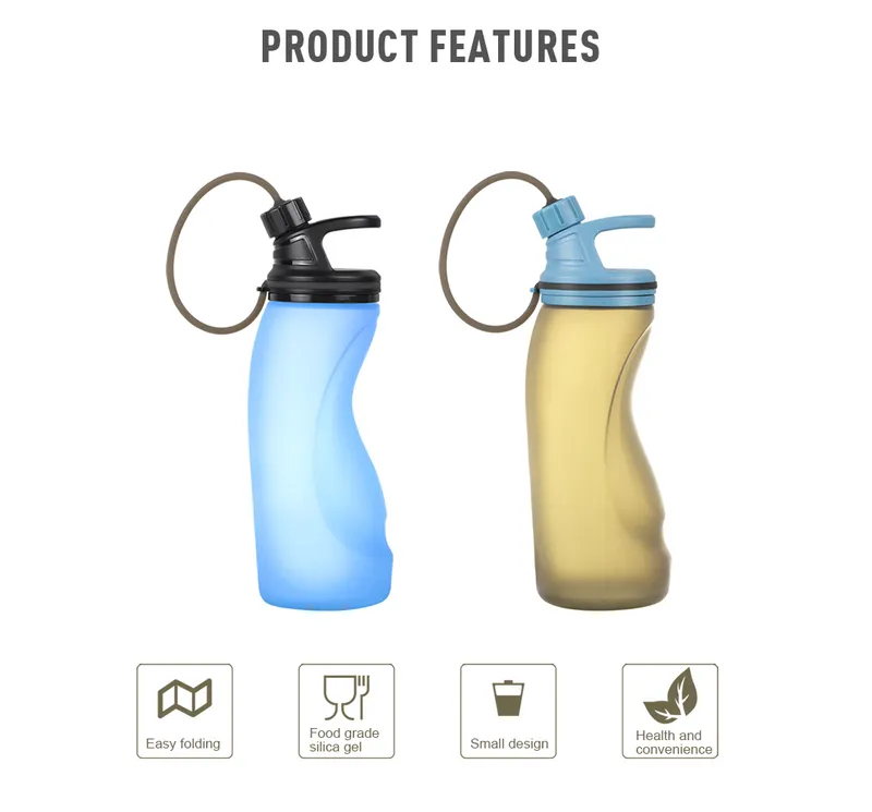 BPA Free Foldable Customized Silicone Collapsible Water Bottle