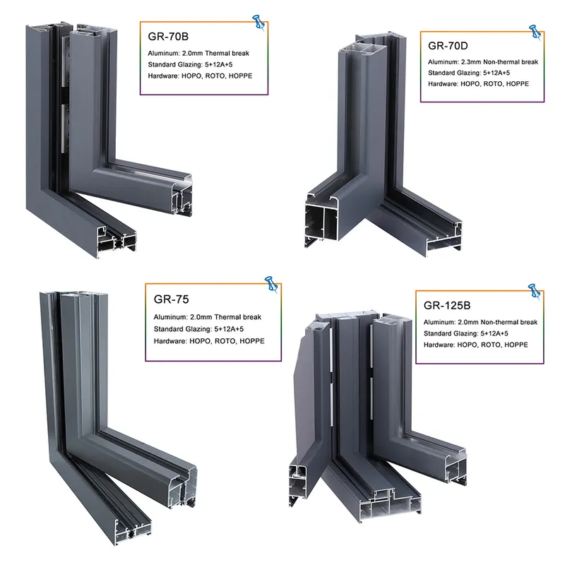 Aluminium Double Casement Door with High Quality Customized Open Door