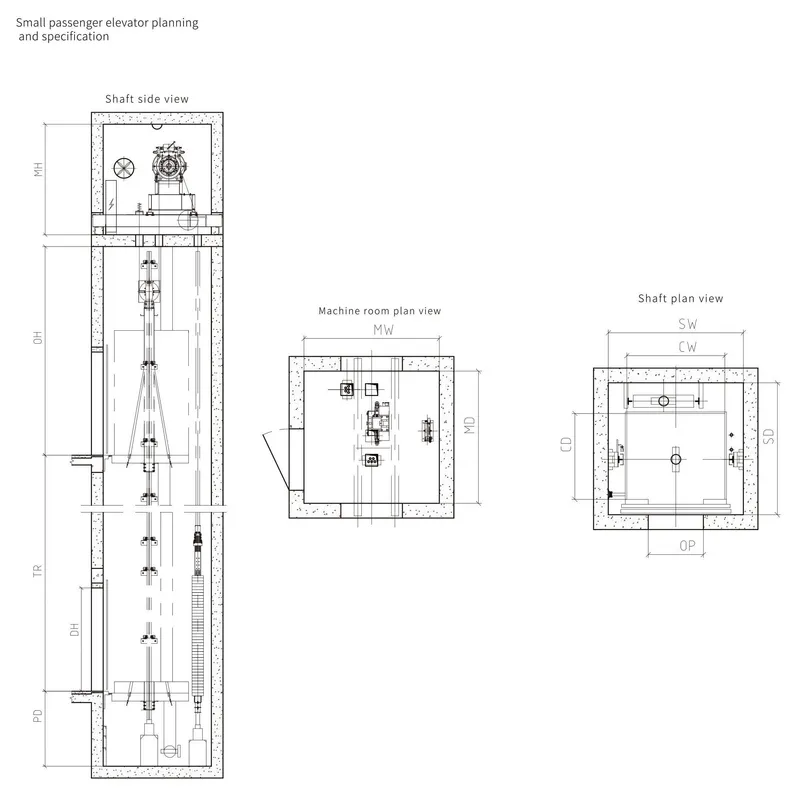 1600kg Passenger Elevators Lift with PLC Controlled Elevator System